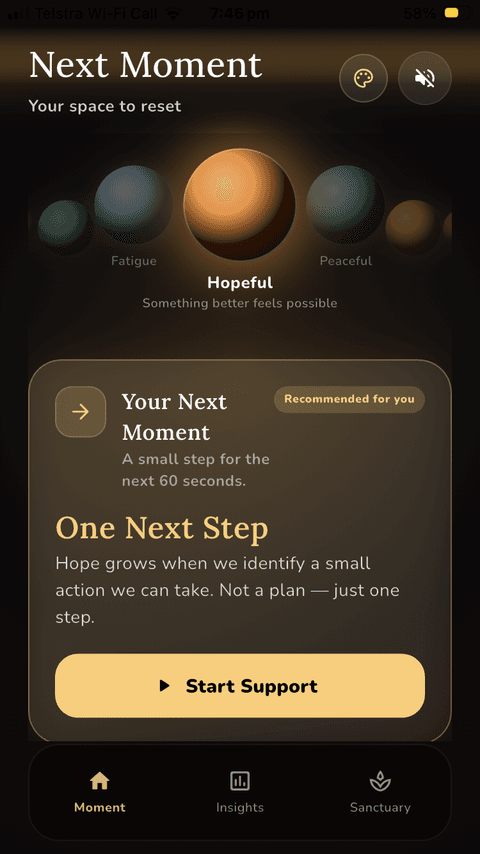 Next Moment — Emotion Selection screen