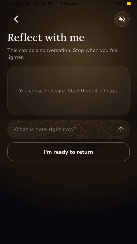 Next Moment — Reflection and Guidance screen